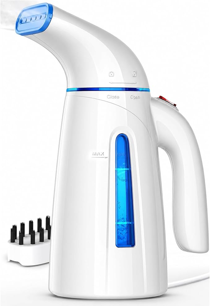 OGHom Vaporizador para ropa, vaporizador de ropa portátil, vaporizador de mano para prendas, 240 ml, gran capacidad, 700W, plancha de vapor de viaje (Azul)