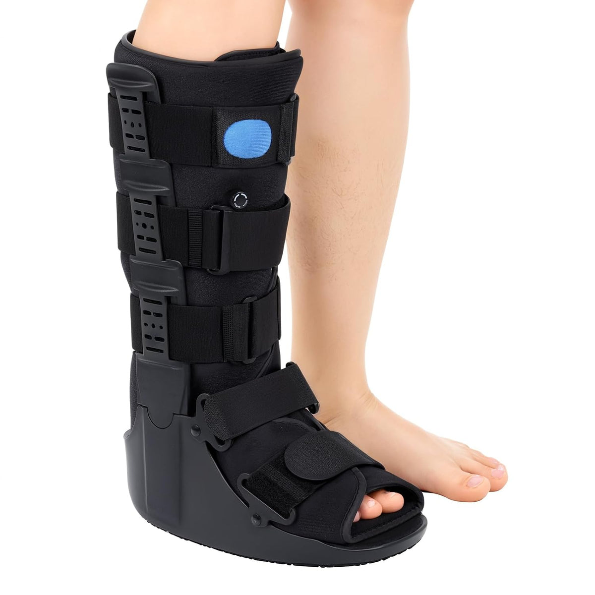 Bota Ortopédica Inflable Veanvoky Alta | Air Walker para Fractura | Para Esguince de Tobillo, Pie Roto y Lesión del Tendón de Aquiles | Negra | Talla S