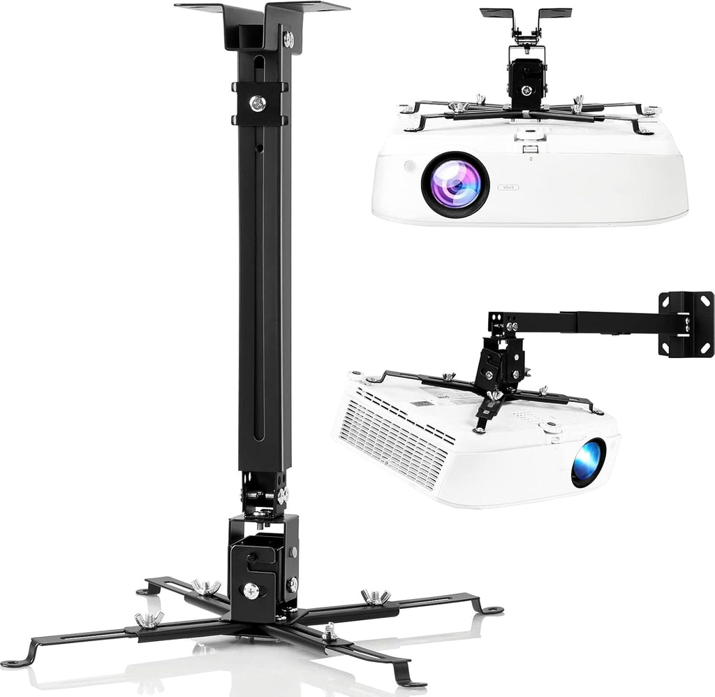 Soporte para proyector DAWASAPAT 3 en 1 para pared/techo, soporte de montaje universal ajustable en altura con poste de extensión para proyectores de hogar y oficina.