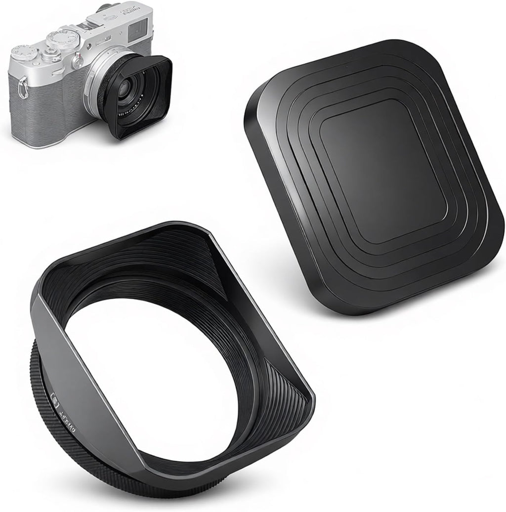 Kit de parasol para objetivo X100VI con tapa y anillo adaptador de 49 mm para cámaras Fuji X100VI, Fujifilm X100V, X100F, X100, X100S, X100T y X70 (Negro)