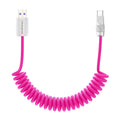 Cable USB-C en Espiral ChubbyCable 120W – Trenzado Retráctil para Coche, 1.8m | Compatible iPhone 15-17 y iPad | USB-A a Tipo-C | Rosa