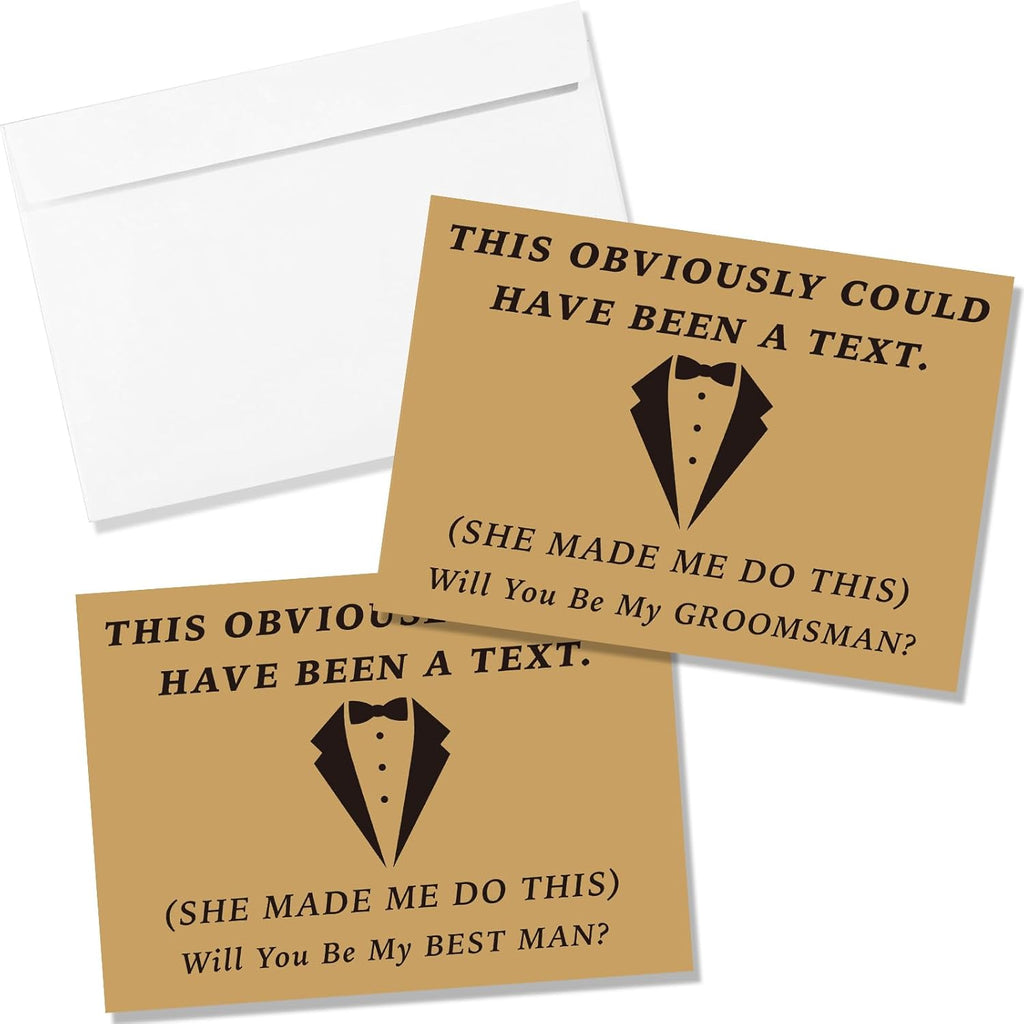 Set de 8 Tarjetas para Propuesta de Padrinos de Boda Teling | 7 ¿Serás mi Padrino? + 1 ¿Serás mi Mejor Hombre? (Fondo Khaki)