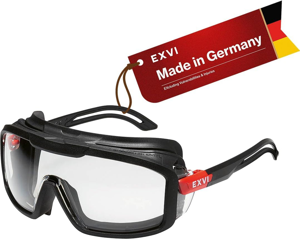 Gafas de Seguridad EXVI SG200 – ANSI Z87.1, Antivaho, UV400, Sellado 95% con Junta de Goma, Ajuste Regulable