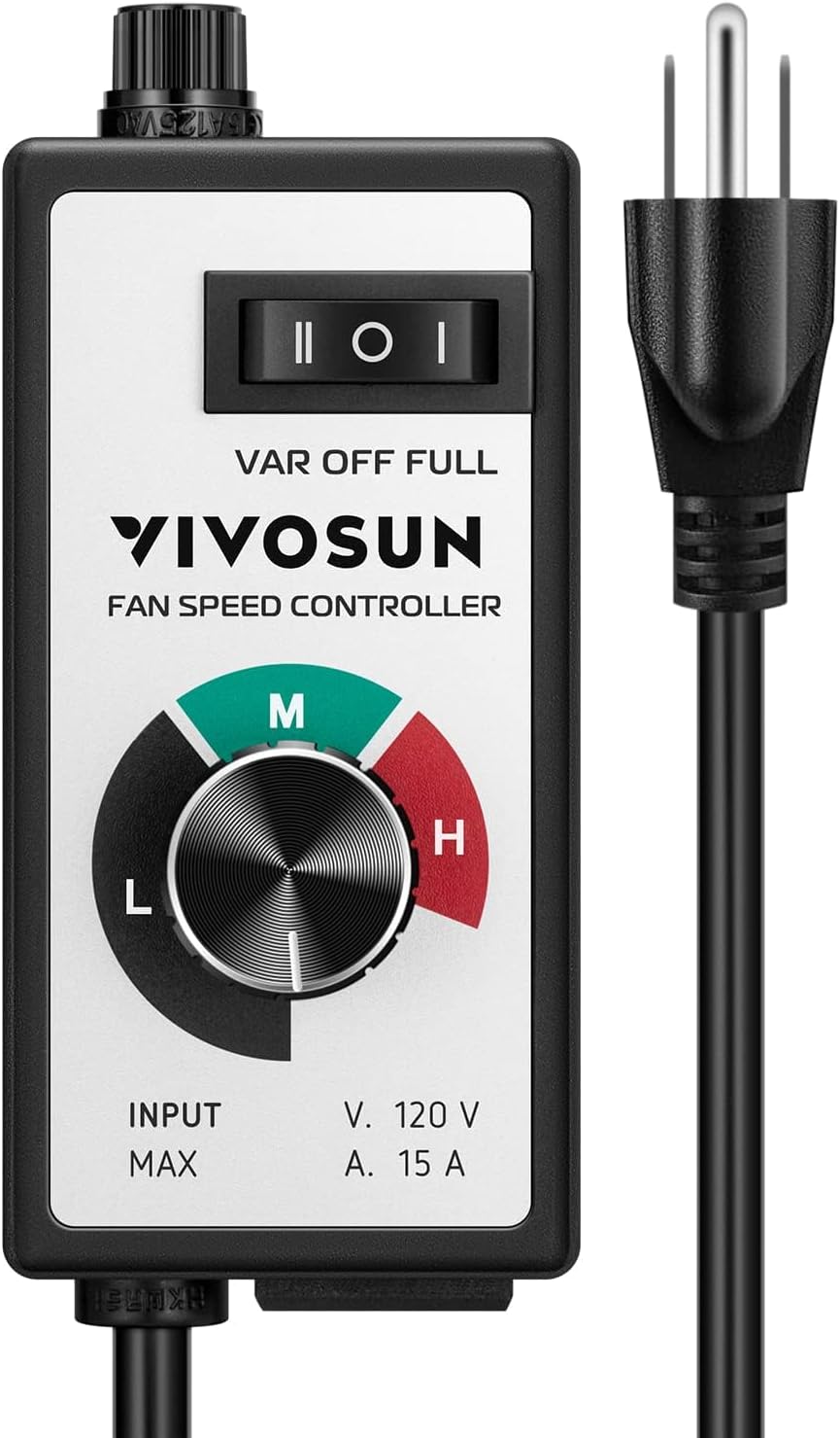 Controlador de velocidad variable para ventilador VIVOSUN, ajustador de velocidad para ventilador de conducto en línea en sistemas de ventilación.