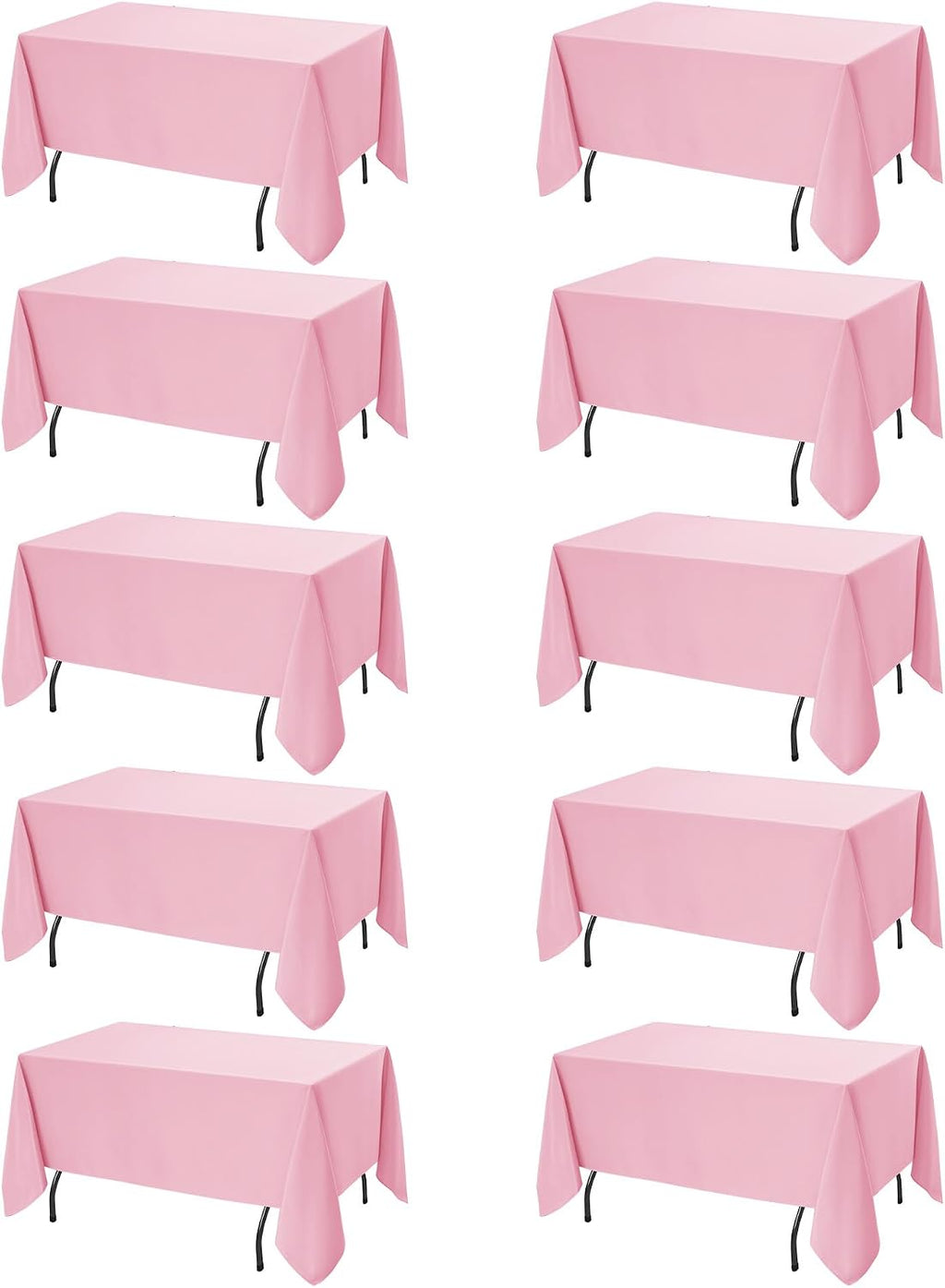 Manteles Dailyset, paquete de 10 unidades, color rosa, para mesas rectangulares, 70 x 120 pulgadas, tela de poliéster resistente a las manchas para mesas de 6 pies - Cubiertas lavables para bodas, banquetes, fiestas de cumpleaños y eventos.