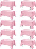 Manteles Dailyset, paquete de 10 unidades, color rosa, para mesas rectangulares, 70 x 120 pulgadas, tela de poliéster resistente a las manchas para mesas de 6 pies - Cubiertas lavables para bodas, banquetes, fiestas de cumpleaños y eventos.