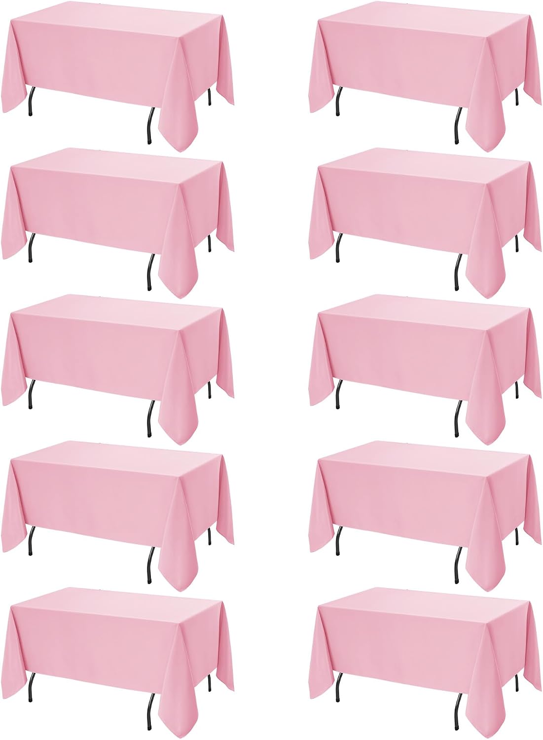 Manteles Dailyset, paquete de 10 unidades, color rosa, para mesas rectangulares, 70 x 120 pulgadas, tela de poliéster resistente a las manchas para mesas de 6 pies - Cubiertas lavables para bodas, banquetes, fiestas de cumpleaños y eventos.