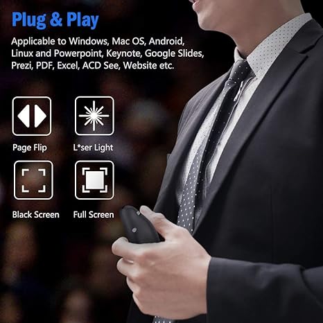 Clicker Inalámbrico para Presentaciones RF 2.4GHz – Compatible con PowerPoint, Keynote y Google Slides
