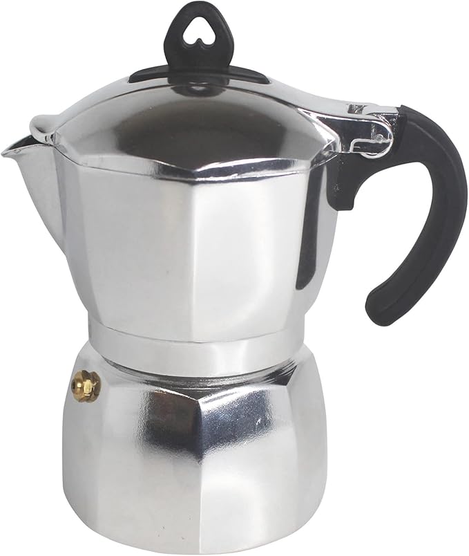 Imusa Cafetera Italiana 6 Tazas para Estufa – Percoladora con Perilla en Forma de Corazón, Plateada