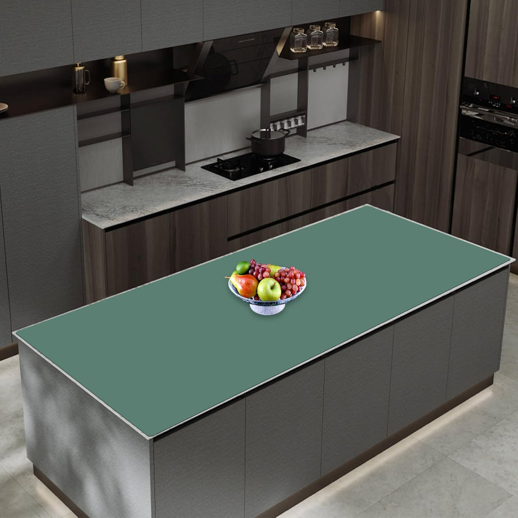 Alfombrilla de silicona extragrande de 120 cm x 60 cm (47,3'' x 23,6'') para encimera de cocina, protector de encimera resistente al calor, alfombrilla antideslizante e impermeable para isla de cocina, fácil de limpiar, color verde.
