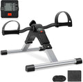 Uten Pedal de Ejercicio Plegable | Mini Bicicleta Bajo Escritorio para Brazos y Piernas, Portatil con Monitor LCD (Plateado)