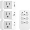 TESSAN Enchufe con Control Remoto | Interruptor de Luz Electrico | Enchufe de Pared con Encendido y Apagado para Luces de Cadena, Lamparas y Pequenos Electrodomesticos | Alcance 30 metros | 1 Control + 3 Enchufes