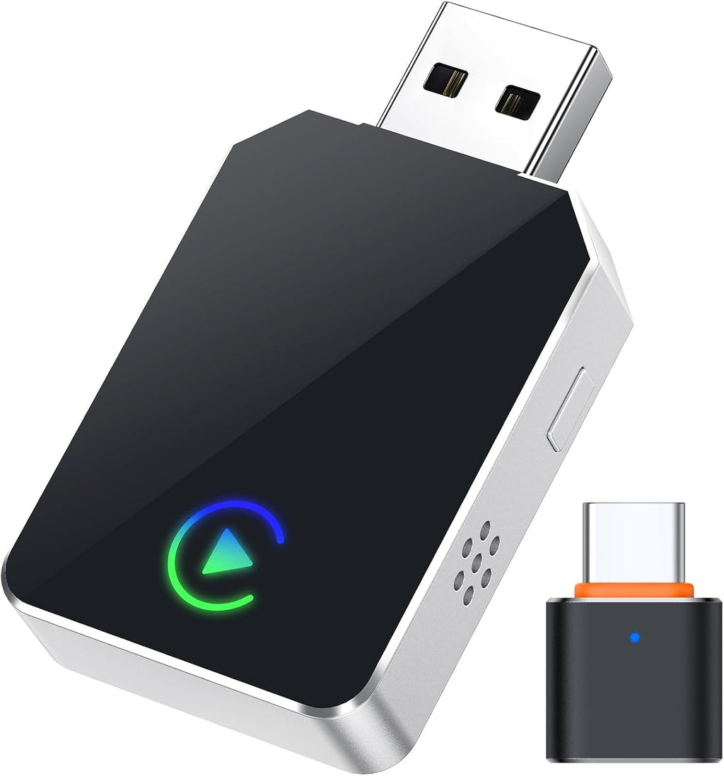 SPIRITIME Adaptador CarPlay Inalambrico para iPhone | Conexion Automatica en 5 Segundos, Cambio de Telefono con 1 Clic | Convierte Cableado a Inalambrico, Autos 2016+