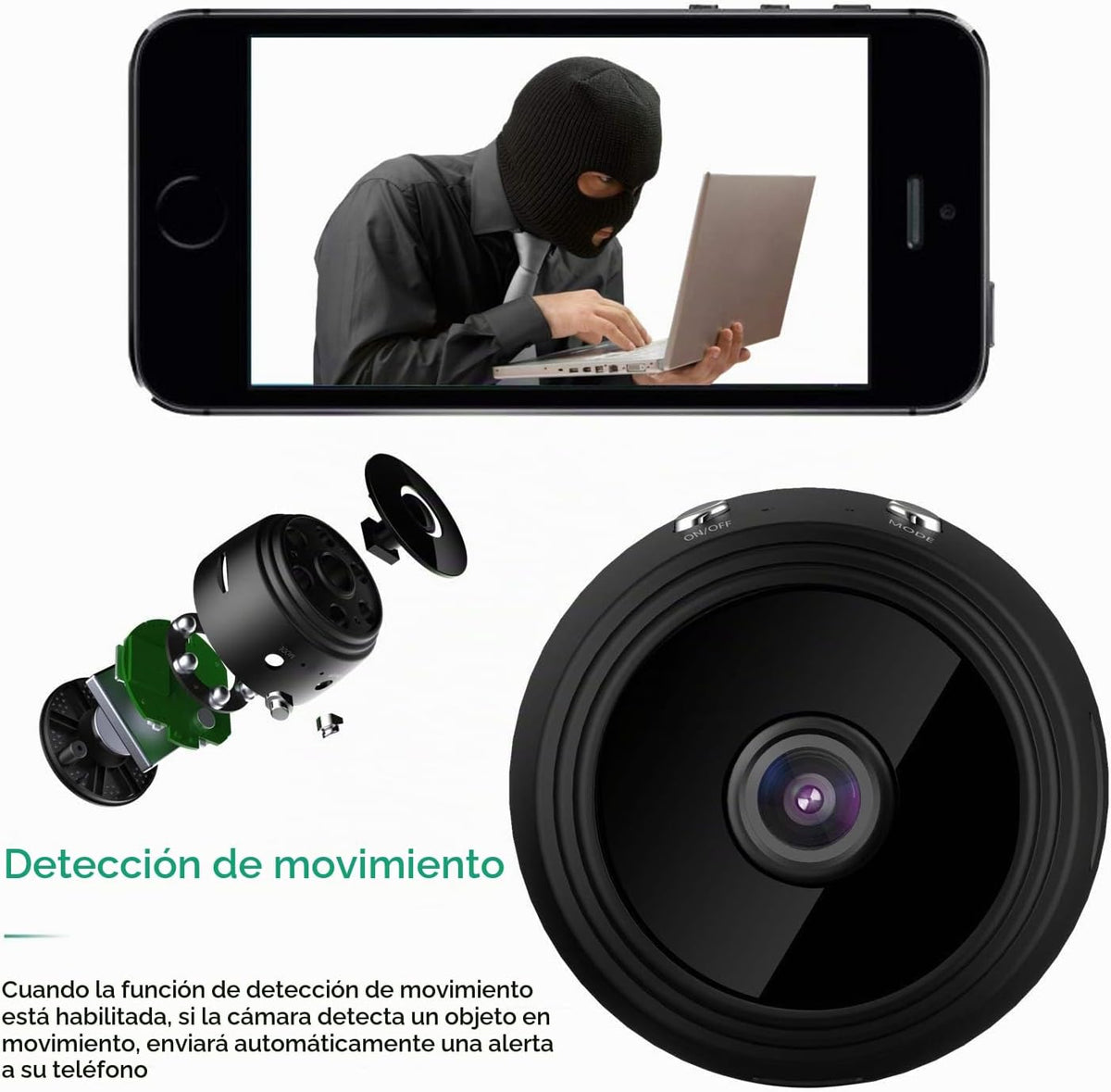 RFAWKNG 1 unidad Cámara oculta de 0,9 pulgadas con audio/video Mini cámara espía pequeña para interiores y exteriores con visión nocturna y detección de movimiento Monitor de bebé inalámbrico para niñera WiFi Seguridad secreta (1, negro, mini)