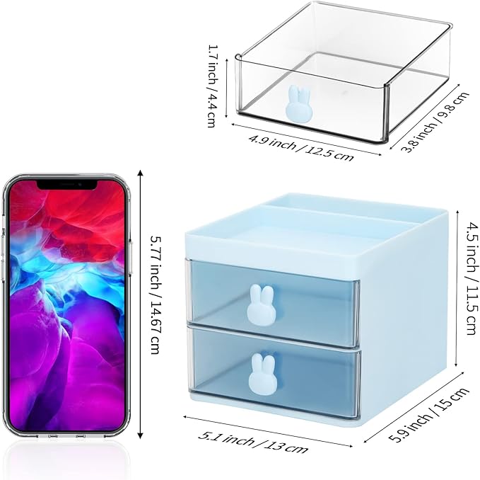 LETURE Organizador Pequeño de Escritorio con Cajón, Caja de Almacenamiento de Escritorio de Oficina, Caja de Almacenamiento para Tarjetas de Negocios/Bolígrafo/Lápiz/Teléfono Móvil/Artículos.