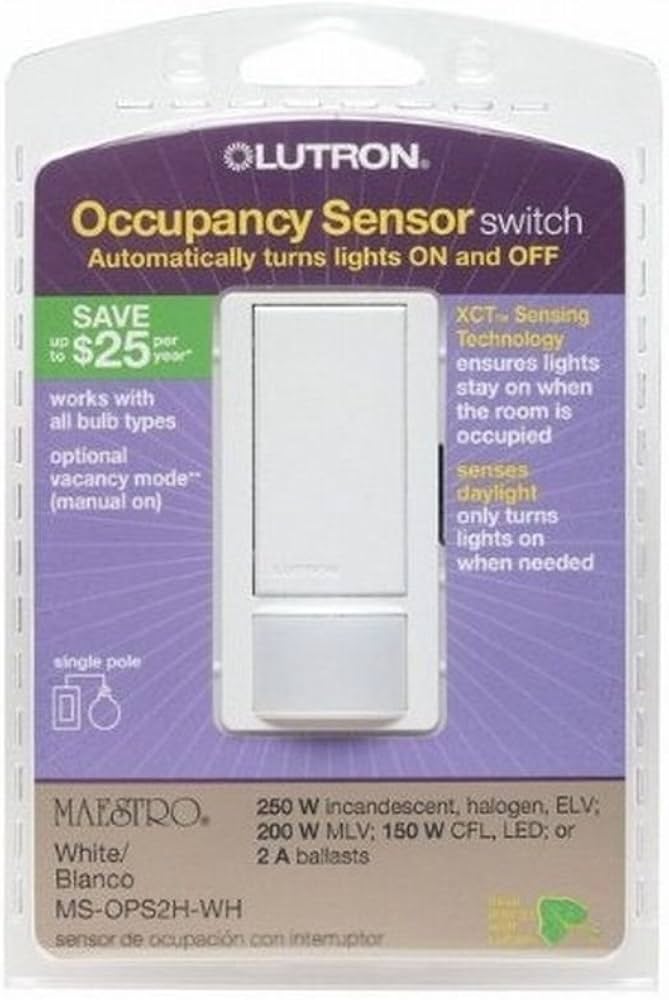 Interruptor con Sensor de Movimiento Lutron Maestro MS-OPS2HW-WH – Blanco, Un Polo