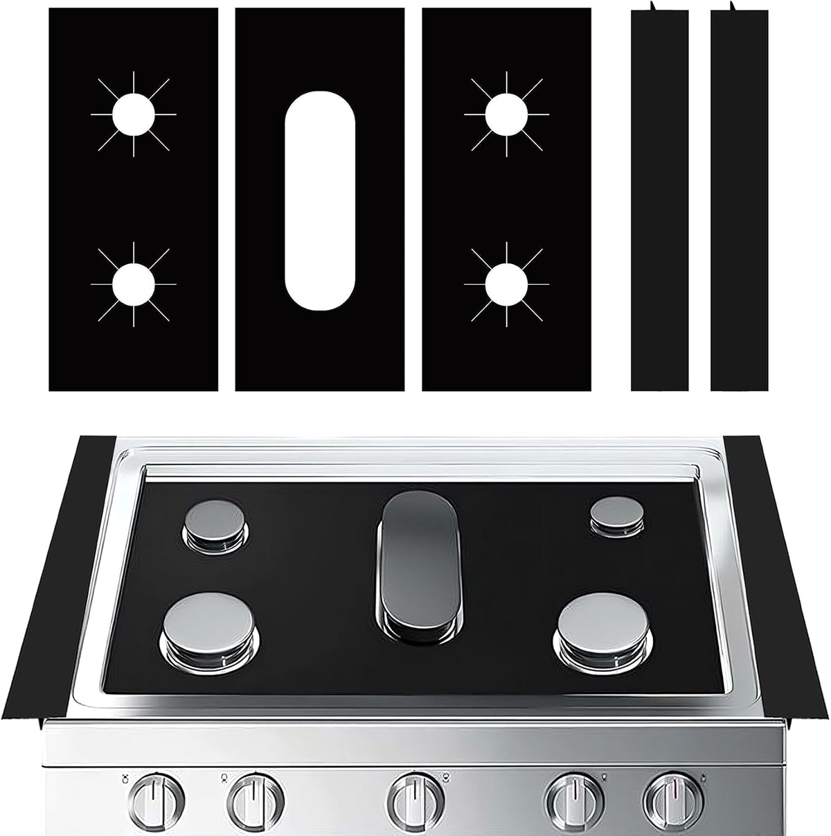 Cubiertas para estufas de gas, cubiertas para quemadores de estufas de gas (paquete de 5), protectores para estufas de gas Samsung, alfombrilla antiadherente para horno, protectores para estufas de gas, reutilizables y lavables, piezas de protección para