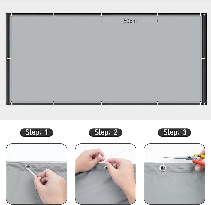Pantalla de Privacidad para Balcón SUNLAX – 0.9 x 3 m, Impermeable, Protección UV, Gris