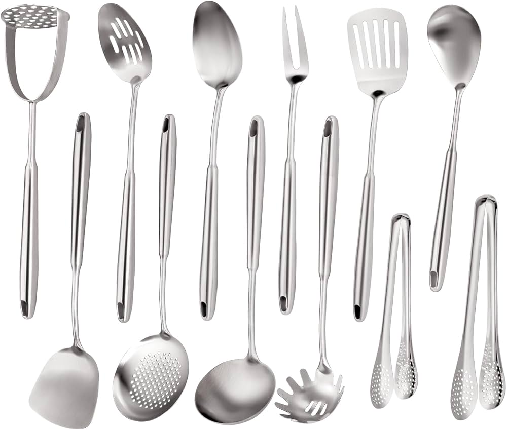 Set de Utensilios de Cocina Acero Inoxidable 18/10 | 16 Piezas Todo Metal