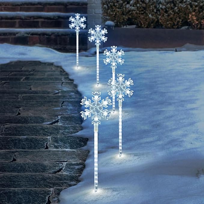 Member's Mark Snowflake Pathway - Luces LED, 5 unidades (blanco frío) — PANEL SOLAR, SON 4 COPOS