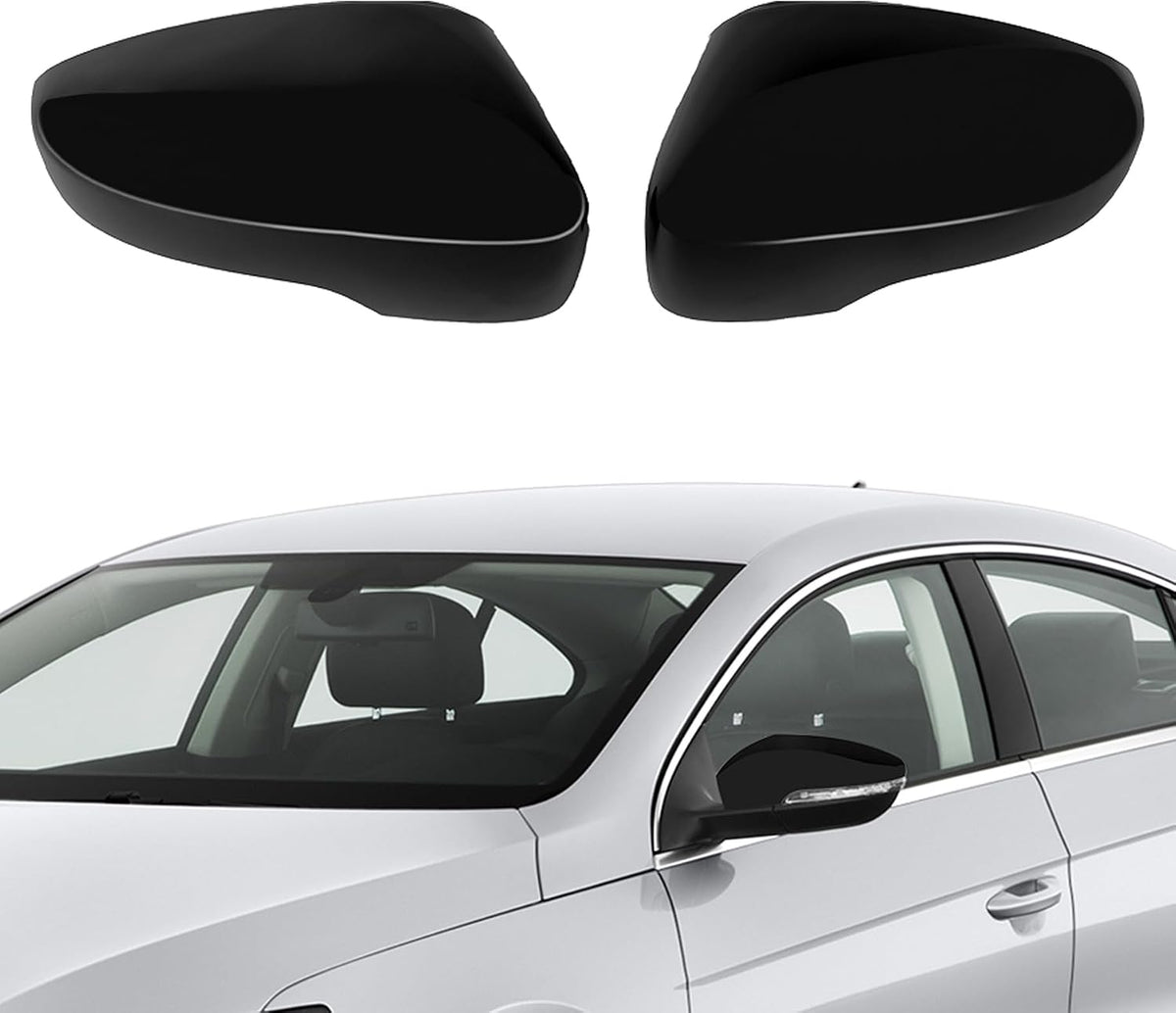 Cubiertas de Espejo Retrovisor para VW Beetle 2012-2019 y Jetta MK6 2011-2018, Negro Brillante