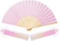 Sepwedd 50pcs pink Imitated Silk Fabric Bamboo Folded Hand Fan Bridal Dancing Props Church Wedding party favors with Organza Bags