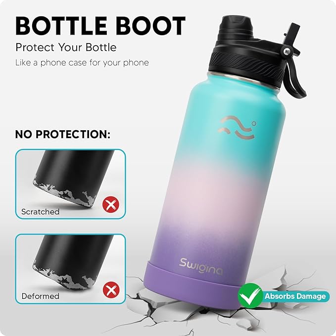 Swigina Botella Térmica 2 en 1 con Tapa Doble y Funda de Silicona 40 oz | Lulada