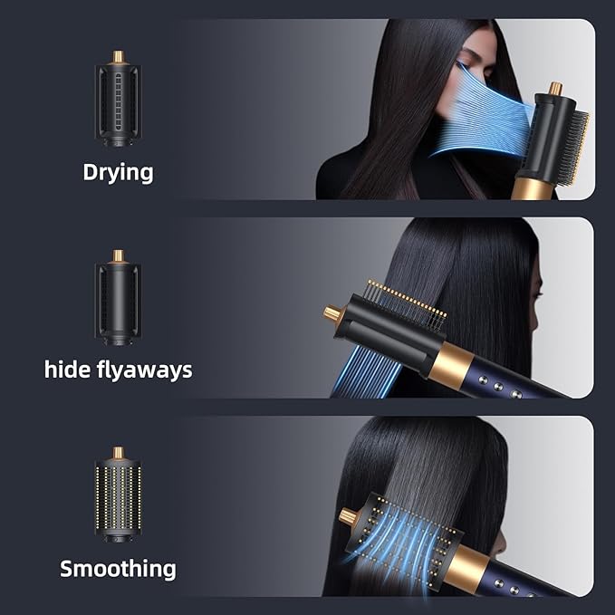 SOUNXUN® Secador de pelo y estilizador 8 en 1 todo en uno. Multiestilizador de aire caliente – Airstyler Hair Styler con rizadores y alisador, herramienta de pelo multiestilizador, herramientas para el cabello sin daños por calor