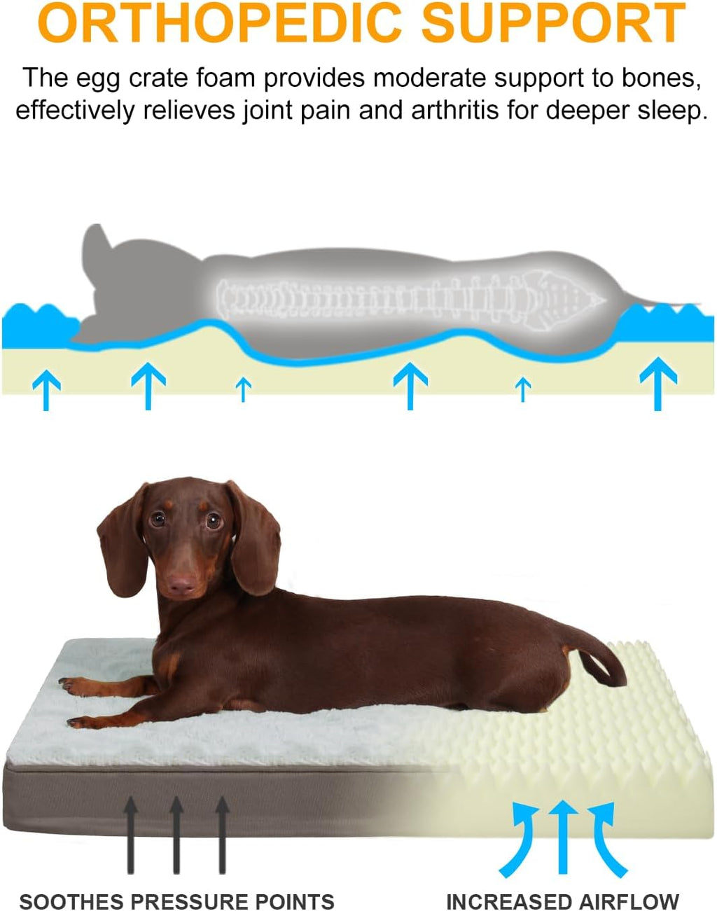 KSIIA Cama ortopédica para perros pequeños con forro impermeable, gris