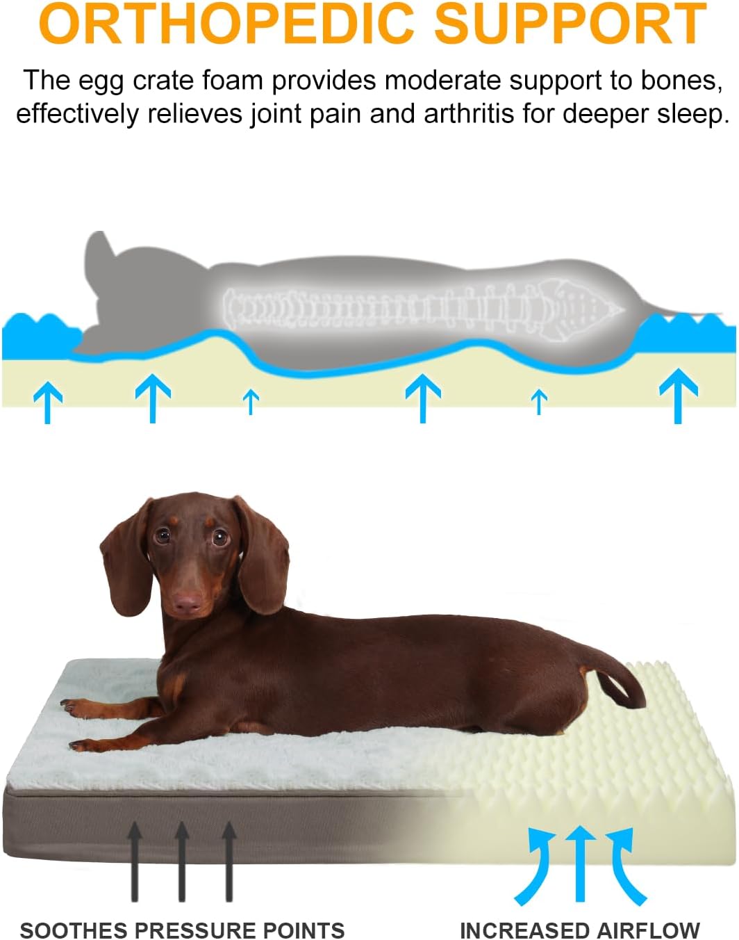 KSIIA Cama ortopédica para perros pequeños con forro impermeable, gris
