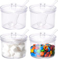 Juego de 4 azucareros de acrílico transparente con tapa, cuchara de sal, almacenamiento de azúcar con tapa para azúcar, sal, té, especias, hierbas, condimentos