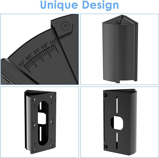 RIOVO Montura de timbre ajustable de 30 a 55 grados compatible con timbre de video Ring/Blink/Batería, kit de reemplazo de adaptador de ajuste de ángulo, soporte de placa de montaje y cuña