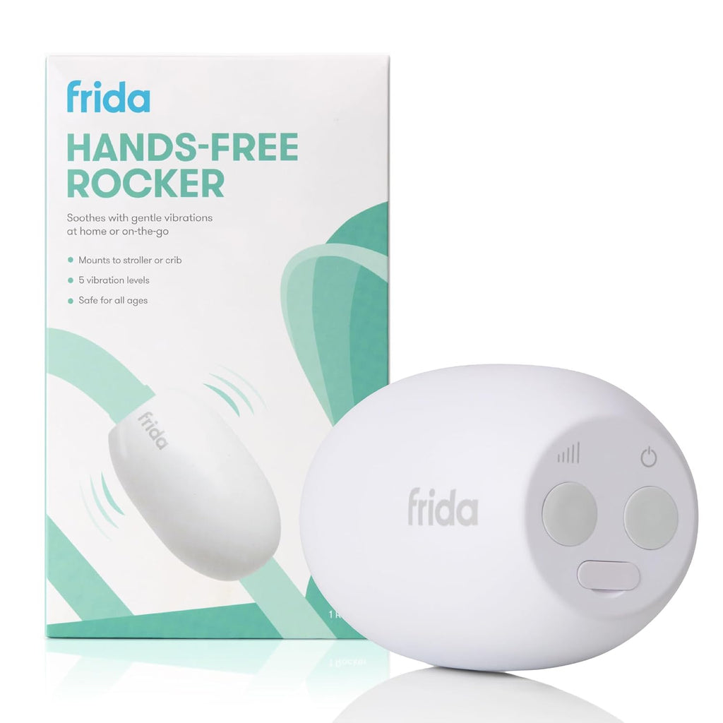 Dispositivo manos libres Frida Baby para cochecito con 5 niveles de vibración, accesorios universales para cochecito, vibración portátil recargable para cunas y cochecitos, chupete para bebés resistente al agua.