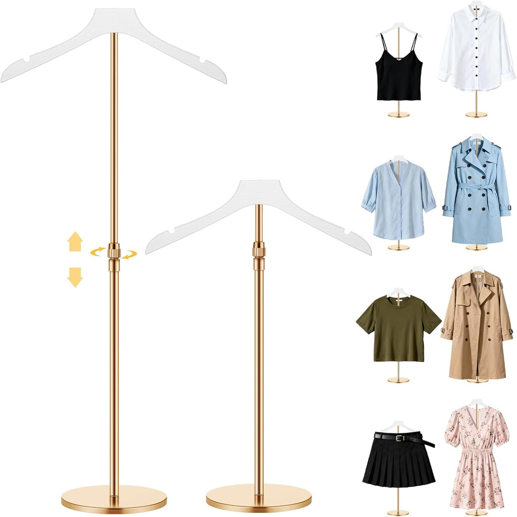 Novabright Paquete de 2 soportes para exhibición de camisas, altura ajustable de 20 a 35 pulgadas, soporte para exhibición de ropa con forma de torso de maniquí, perchero para camisetas, perchero para tiendas minoristas, perchero para chaquetas y abrigos