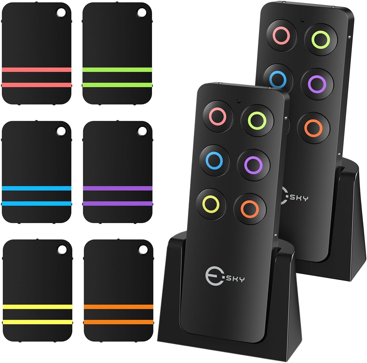 Localizador de Llaves Esky 85dB – 2 Transmisores y 6 Receptores Delgados, Alcance 30m, Tecnología RF sin App