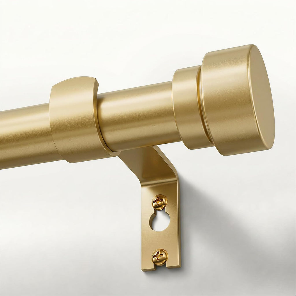 Barras para cortinas Oneach Gold para ventanas de 66 a 120 pulgadas, barra de 1 pulgada de longitud ajustable, juego de barras de metal resistentes para cortinas, para exteriores, dormitorio, cocina, sala de estar