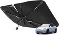 [Actualizado] Parasol para parabrisas Nmoiss - [Revestimiento de vinilo con protección térmica] Protege el coche de los rayos del sol y el calor. Mantiene el interior fresco y protegido. Estructura de resorte. Borde mediano. 56" de largo x 31" de #0520
