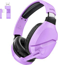 Auriculares inalámbricos para juegos WolfLawS con micrófono con cancelación de ruido para PS5, PC, PS4, auriculares para juegos 2.4G/Bluetooth con conector USB y tipo C, modo con cable para mando (morado)