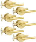 Manijas de Puerta Interior Goldenwarm Doradas | Privacidad | Cepillado | Zinc de Servicio Pesado | Para Recámara y Baño | 6 Pack