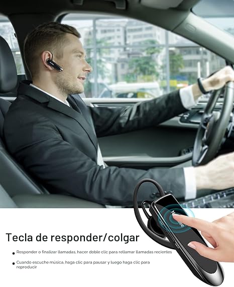 New bee Auricular Bluetooth V5.0 Auriculares inalámbricos manos libres con micrófono 24 horas Auriculares de conducción 60 días tiempo en espera para iPhone, Android, Samsung, portátil, camionero