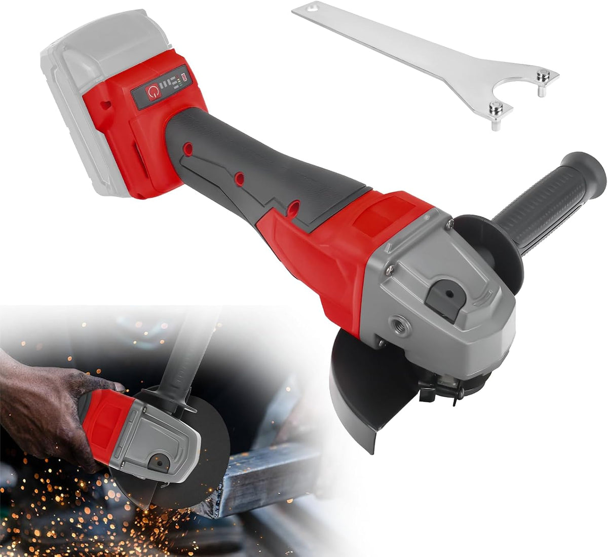USADO-Amoladora Angular Inalámbrica HLiePiHa para Baterías Milwaukee 18V | 7000 RPM Brushless | 3 Velocidades Variables | Para Discos de 12.5cm | Mango Auxiliar | Sin Batería