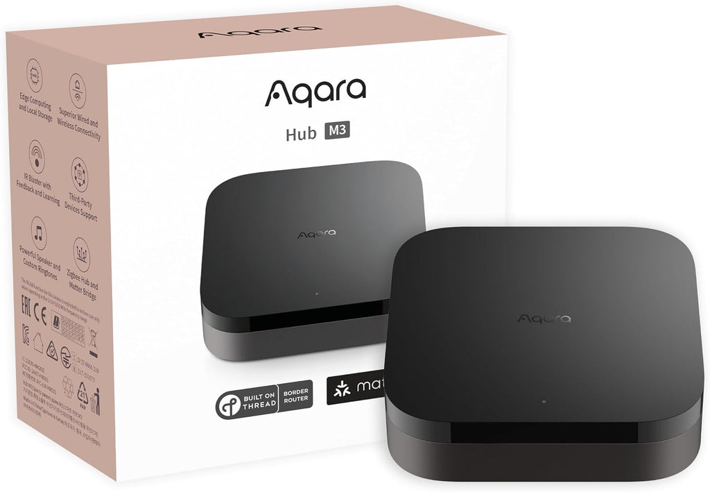 Aqara Smart Home Hub M3 para automatización avanzada, controlador Matter, enrutador de borde Thread, incluye Zigbee, Bluetooth, Wi-Fi, PoE, IR, compatible con Apple HomeKit, Alexa, SmartThings, Home Assistant e IFTTT.