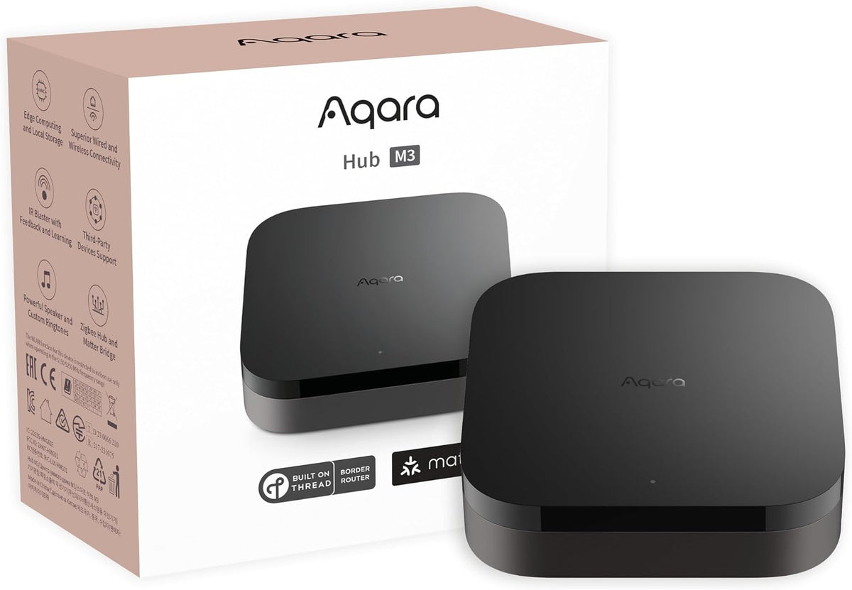 Aqara Smart Home Hub M3 para automatización avanzada, controlador Matter, enrutador de borde Thread, incluye Zigbee, Bluetooth, Wi-Fi, PoE, IR, compatible con Apple HomeKit, Alexa, SmartThings, Home Assistant e IFTTT.