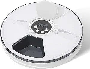 Dispensador Automático de Comida para Gatos y Perros Pequeños – 6 Compartimentos con Temporizador (Negro)