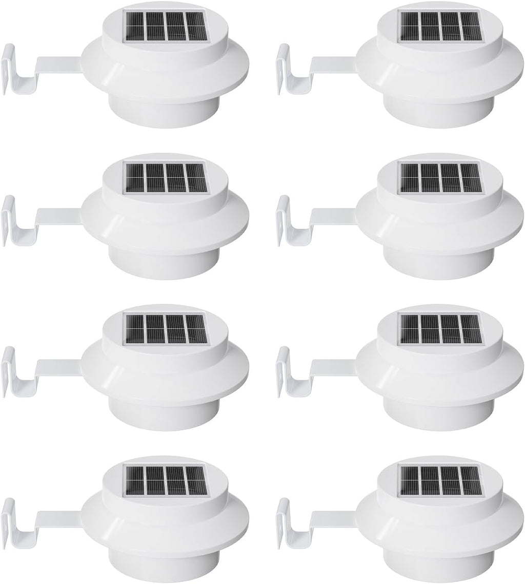 Luces Solares LED para Canaletas y Exteriores FALOVE – Pack de 8 Impermeables sin Instalación Eléctrica