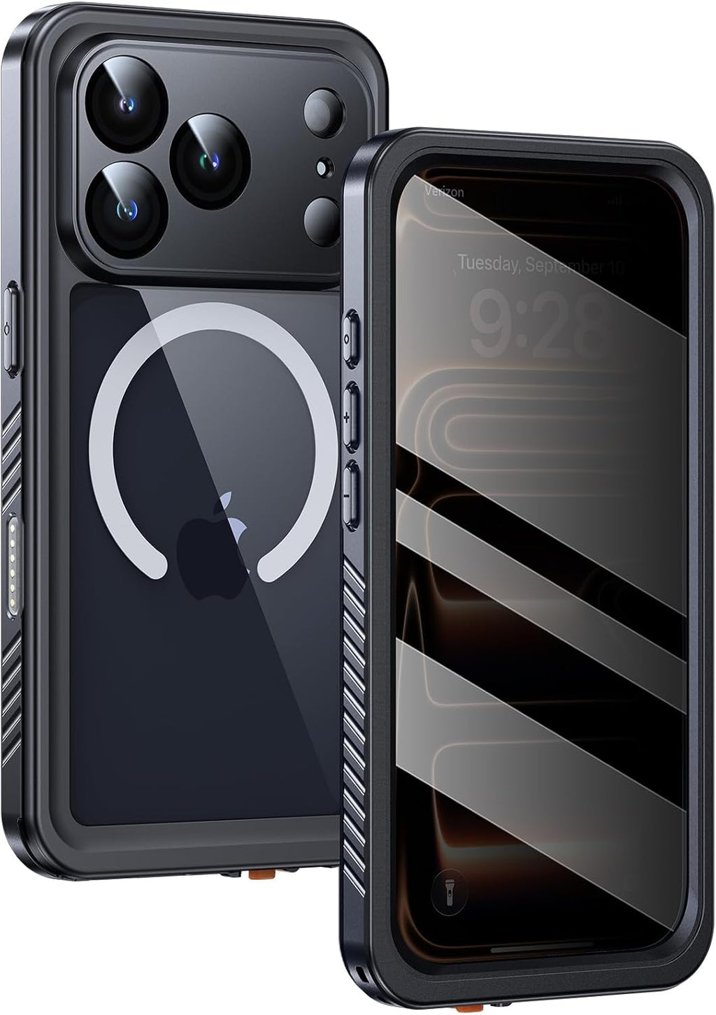 Lanhiem Funda Impermeable Magnetica para iPhone 17 Pro Max 6.9 pulgadas | Protector de Pantalla y Camara Integrado, Compatible con MagSafe | Resistente (Negro Privacidad)