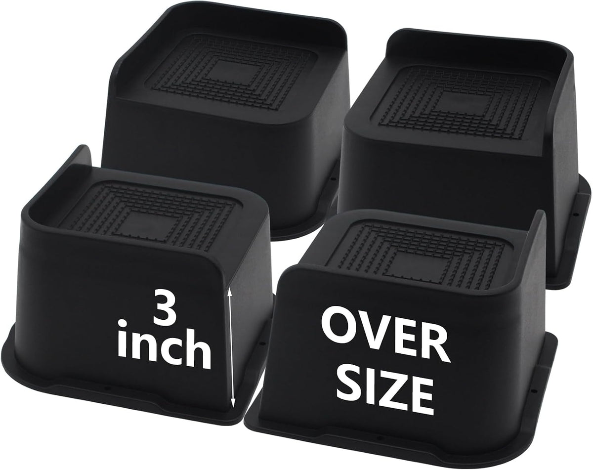 Paquete de 4 elevadores de cama de 3 pulgadas de alta resistencia, elevadores de muebles