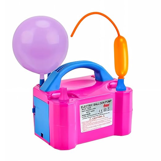 Bomba de aire eléctrica para globos Party Propz de 220 V y 600 W con doble boquilla - Paquete de 1 bomba de aire para globos | Soplador de globos | Inflador de globos eléctrico (rosa)