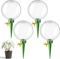 Paquete de 4 globos de autorriego de 500 ml con tapas: bombillas de riego automático para plantas, estacas de riego de liberación lenta para plantas en macetas de interior/exterior, sistema de riego para vacaciones, llenado superior, se adapta a la