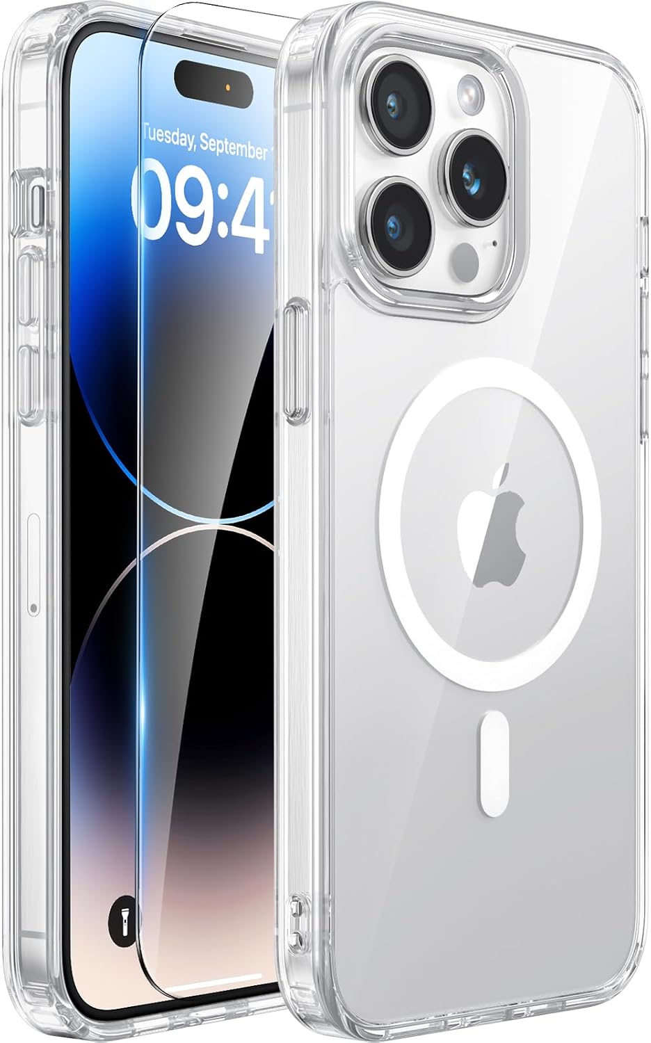 Funda Magnetica Miracase para iPhone 14 Pro Max Transparente con Protector de Pantalla Compatible MagSafe Antichoque